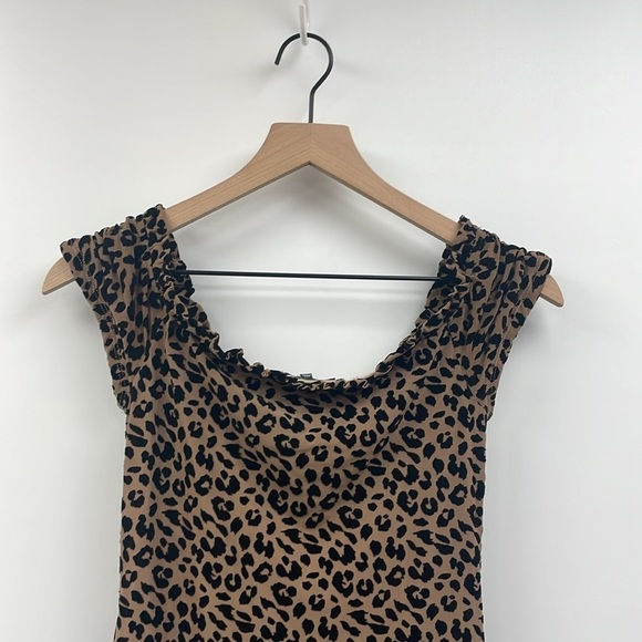 Majorelle Velvet Leopard Ruched Cap Sleeve Bodycon Mini Dress Animal Print Small - Picture 6 of 9